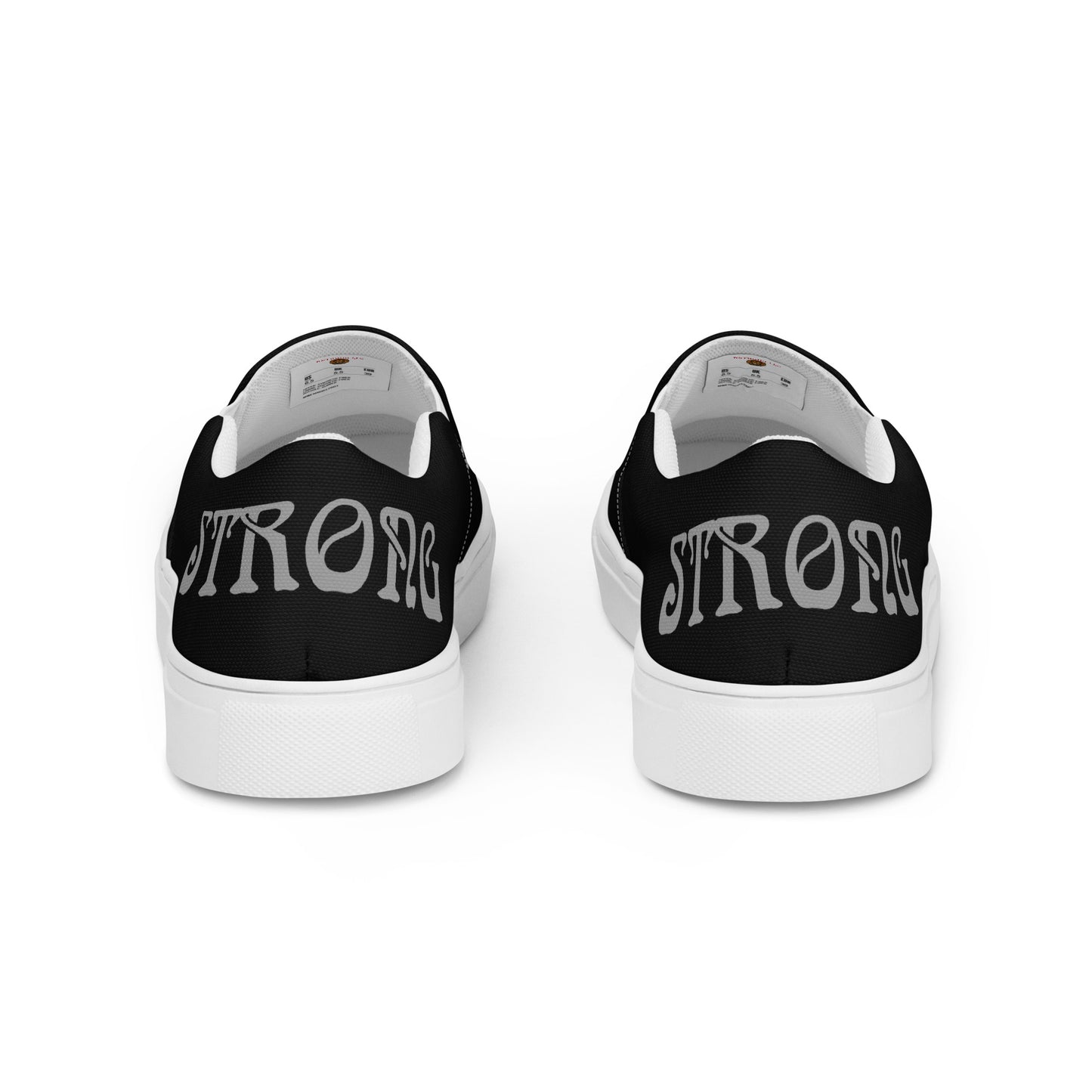 “STRONG”Black Men’s Slip-On Canvas Shoes W/Silver Font
