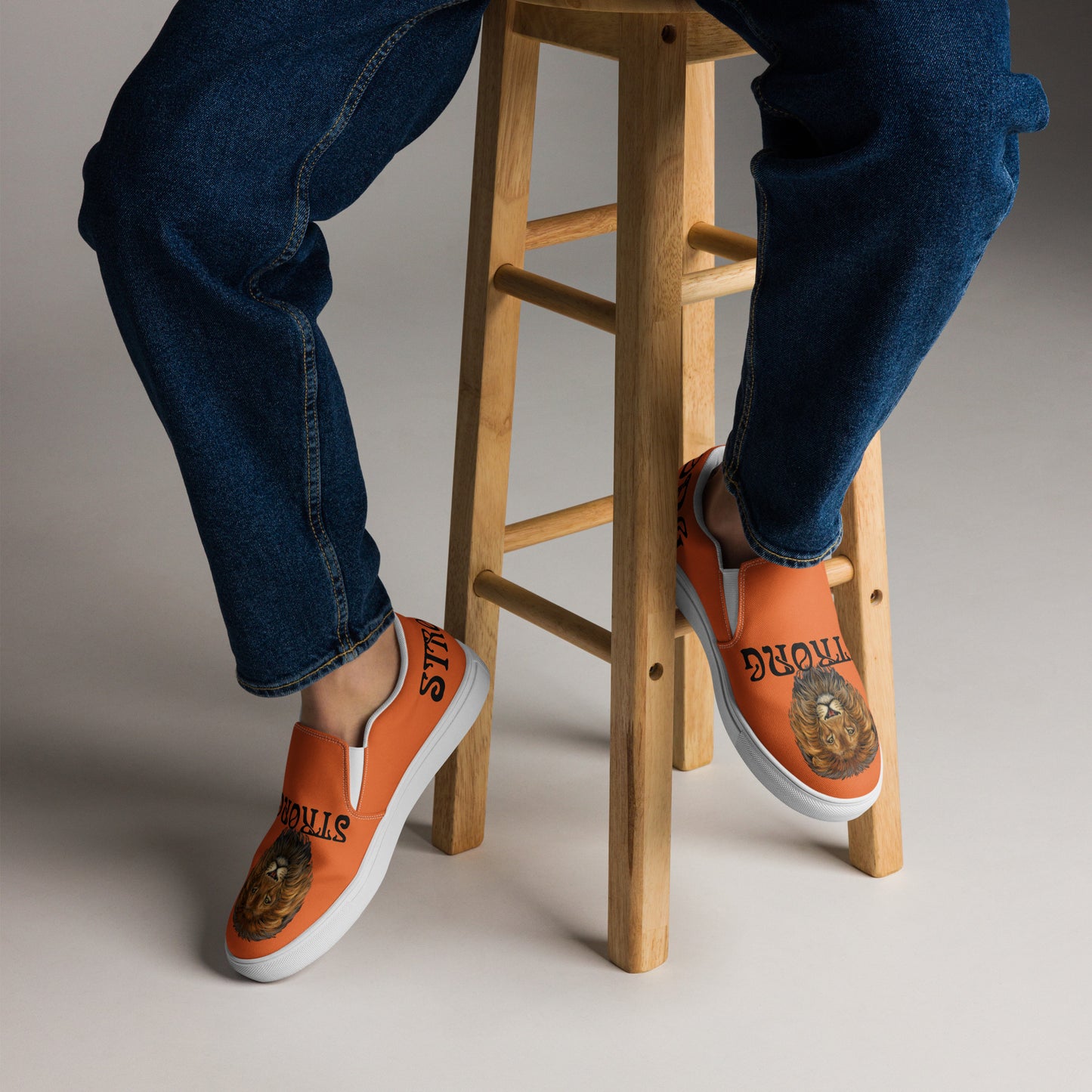 “STRONG”Orange Men’s Slip-On Canvas Shoes W/Black Font
