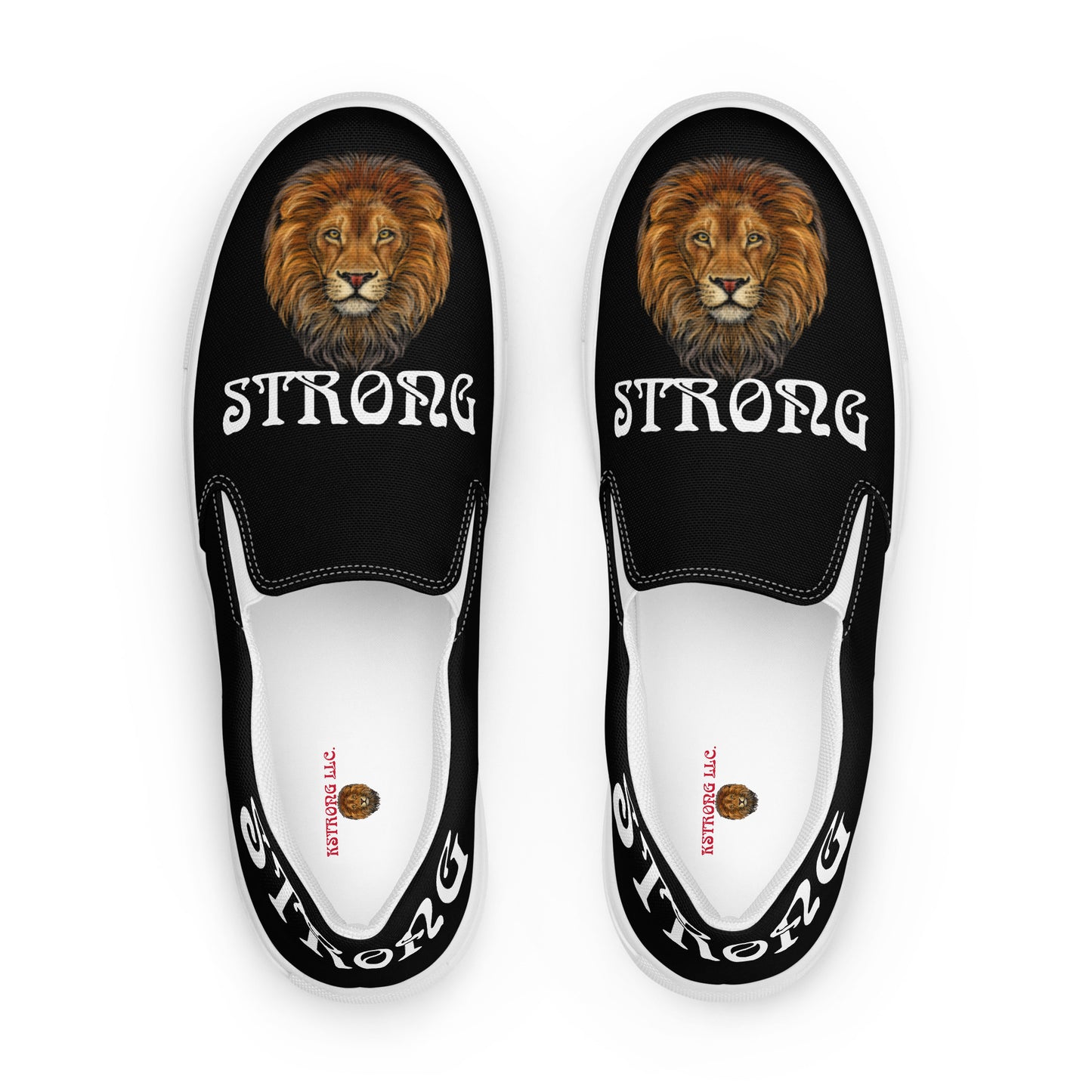 “STRONG”Black Men’s Slip-On Canvas Shoes W/White Font
