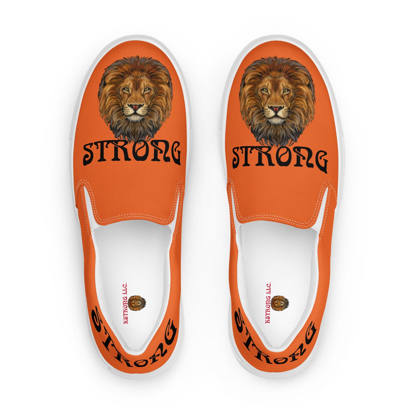 “STRONG”Orange Men’s Slip-On Canvas Shoes W/Black Font