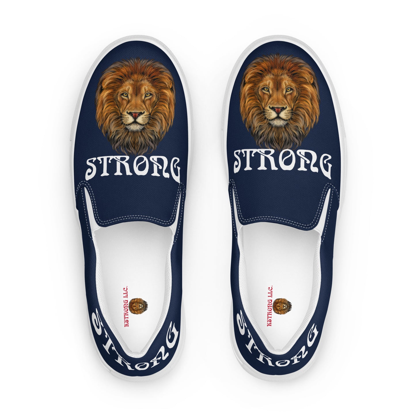 “STRONG”Blue Men’s Slip-On Canvas Shoes W/White Font
