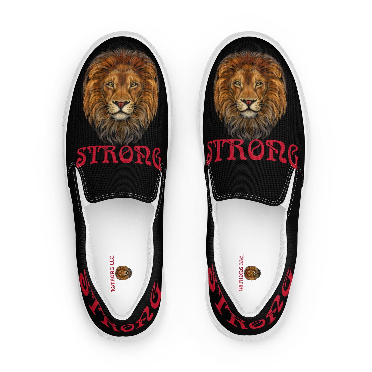 “STRONG”Black Men’s Slip-On Canvas Shoes W/Red Font