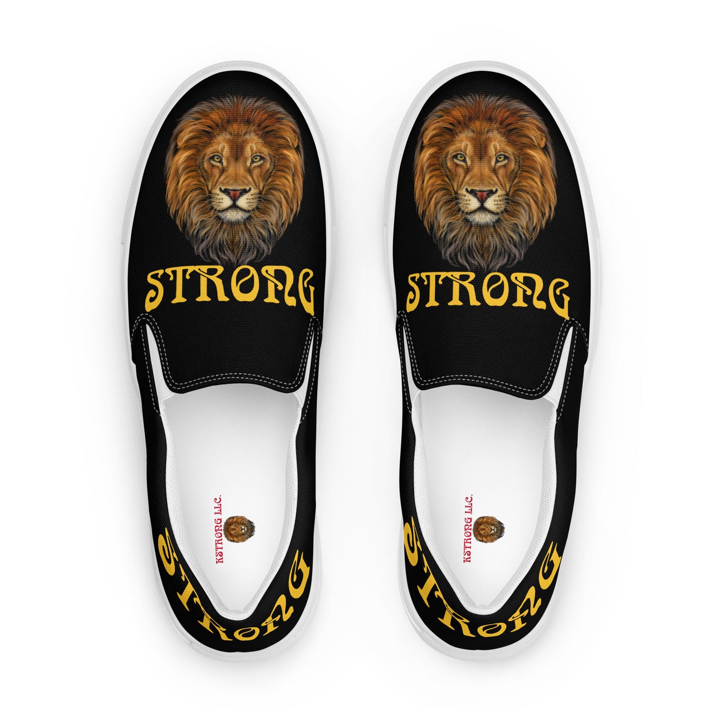“STRONG”Black Men’s Slip-On Canvas Shoes W/Yellow Font