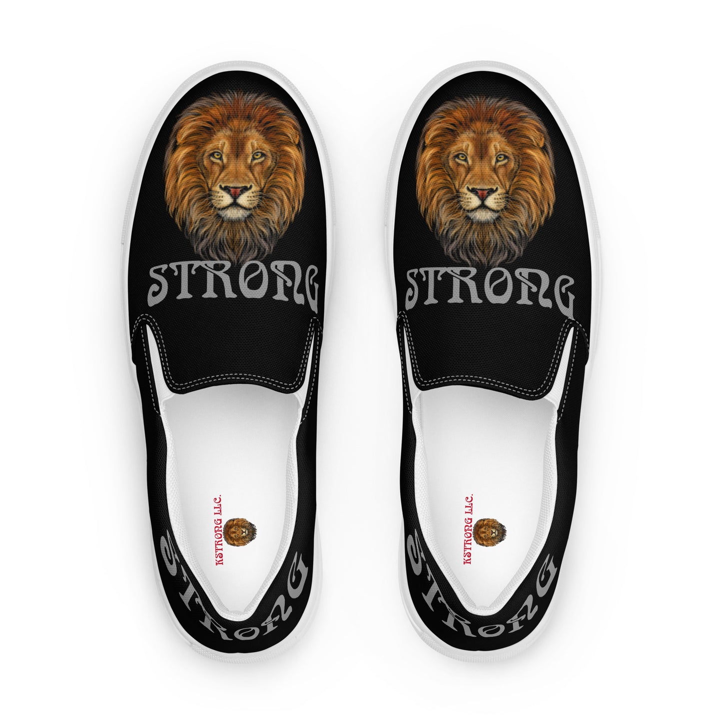 “STRONG”Black Men’s Slip-On Canvas Shoes W/Silver Font
