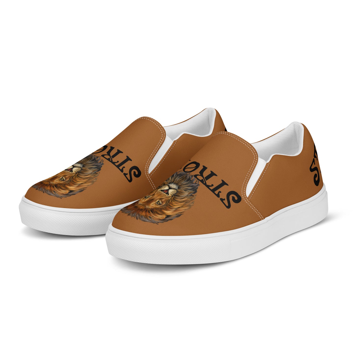 “STRONG”Brown Men’s Slip-On Canvas Shoes W/Black Font