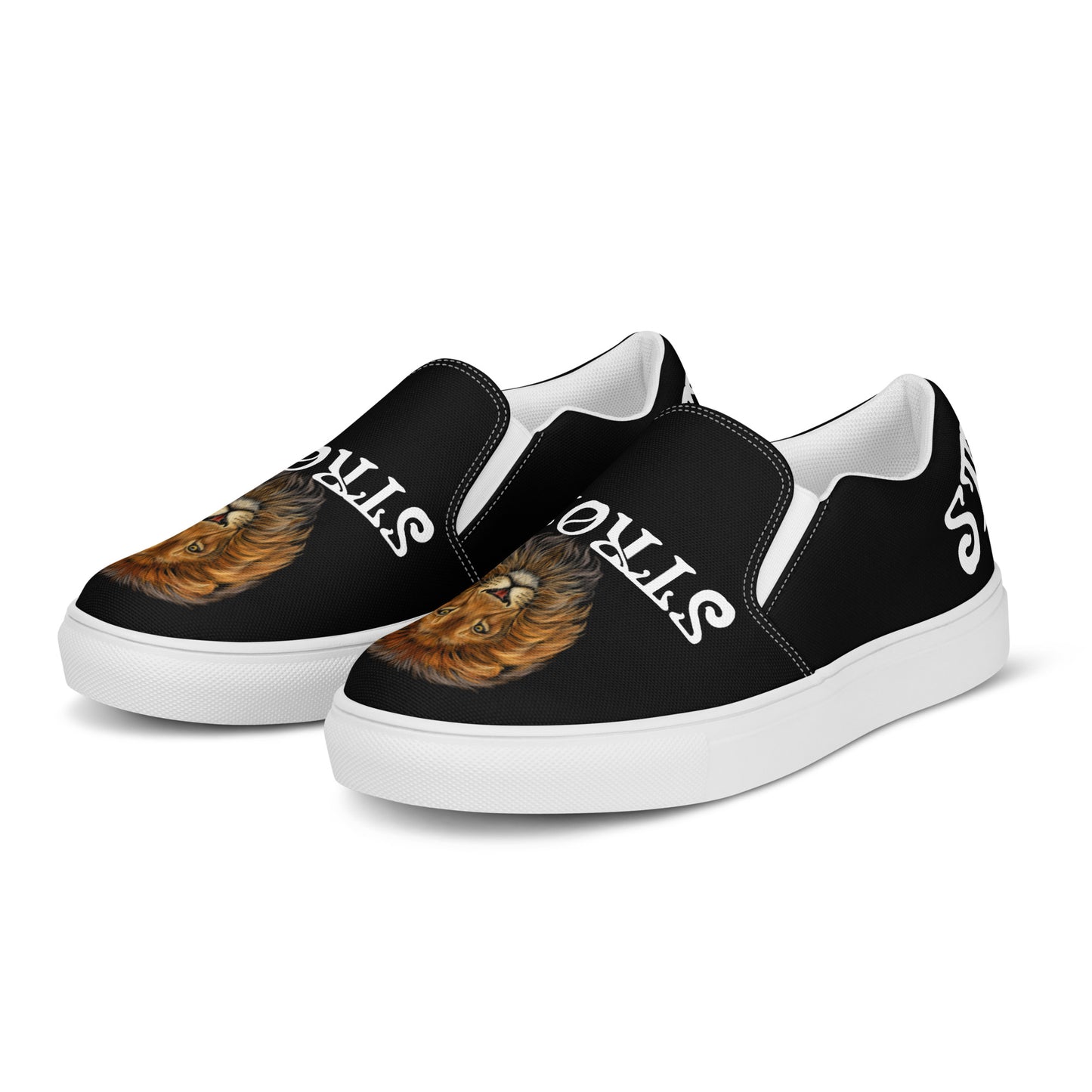 “STRONG”Black Men’s Slip-On Canvas Shoes W/White Font