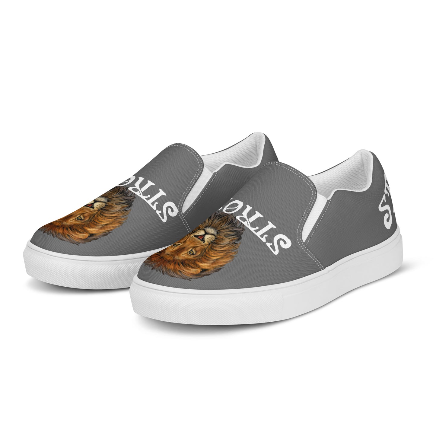 “STRONG”Grey Men’s Slip-On Canvas Shoes