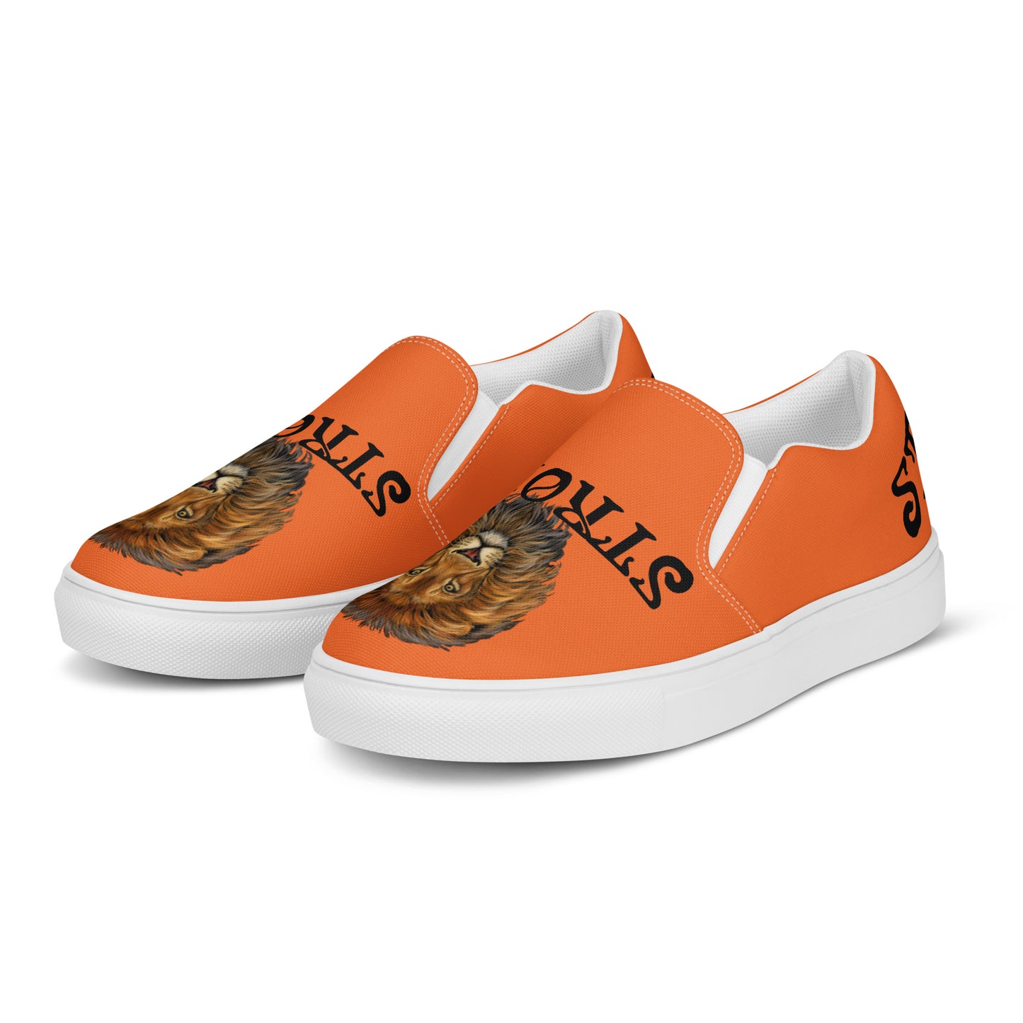 “STRONG”Orange Men’s Slip-On Canvas Shoes W/Black Font