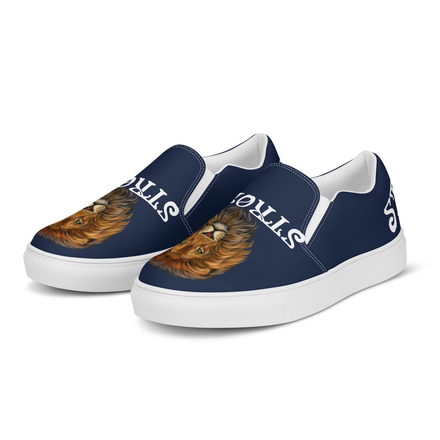 “STRONG”Blue Men’s Slip-On Canvas Shoes W/White Font