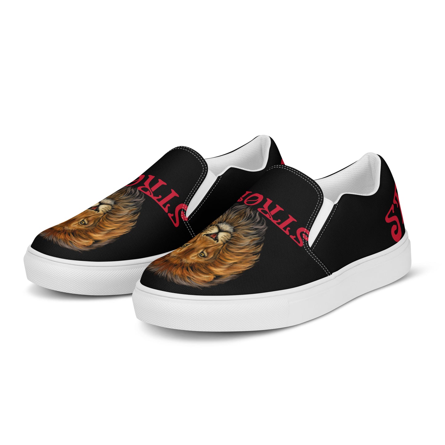 “STRONG”Black Men’s Slip-On Canvas Shoes W/Red Font