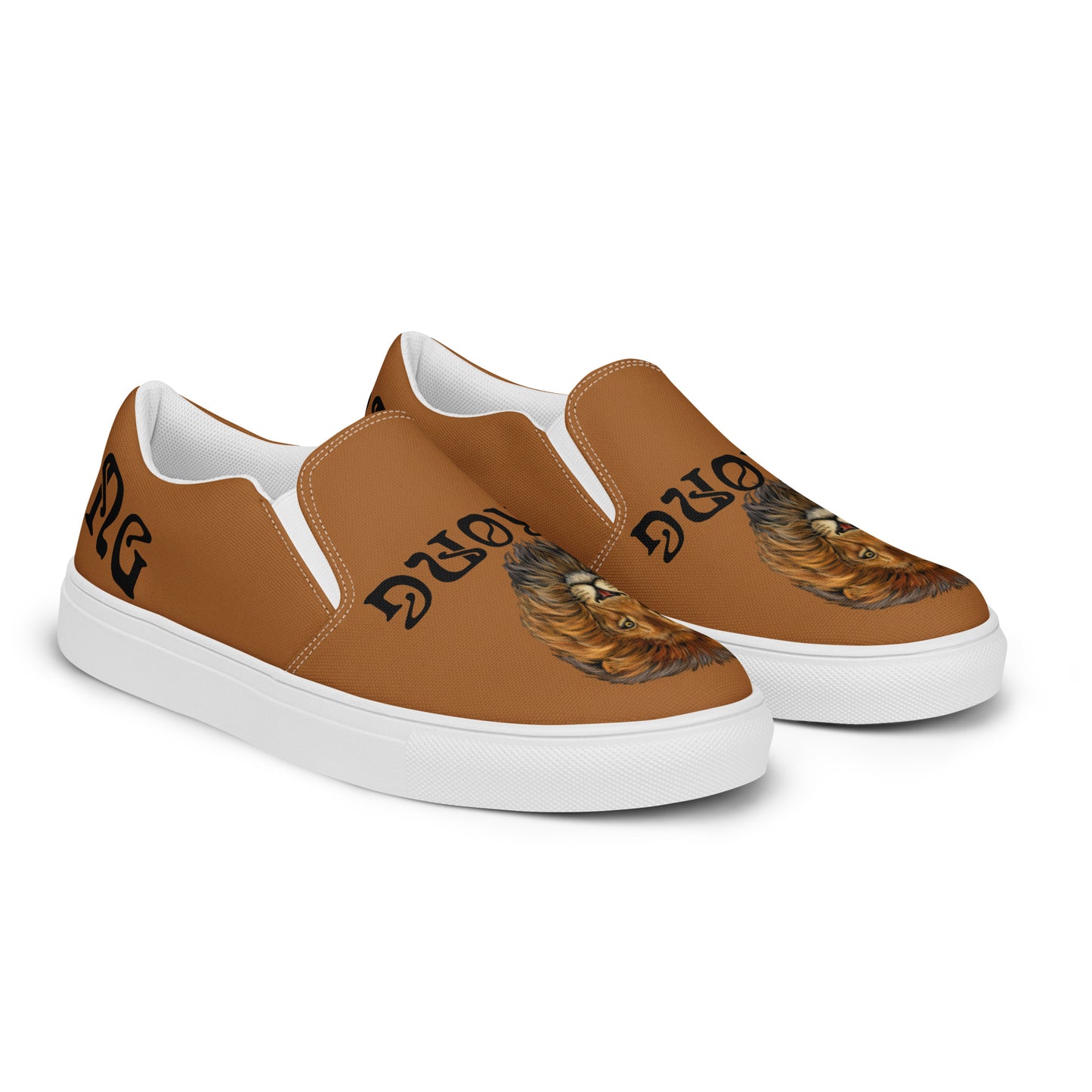 “STRONG”Brown Men’s Slip-On Canvas Shoes W/Black Font