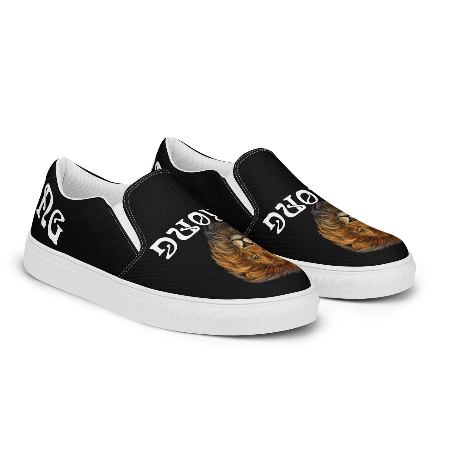 “STRONG”Black Men’s Slip-On Canvas Shoes W/White Font
