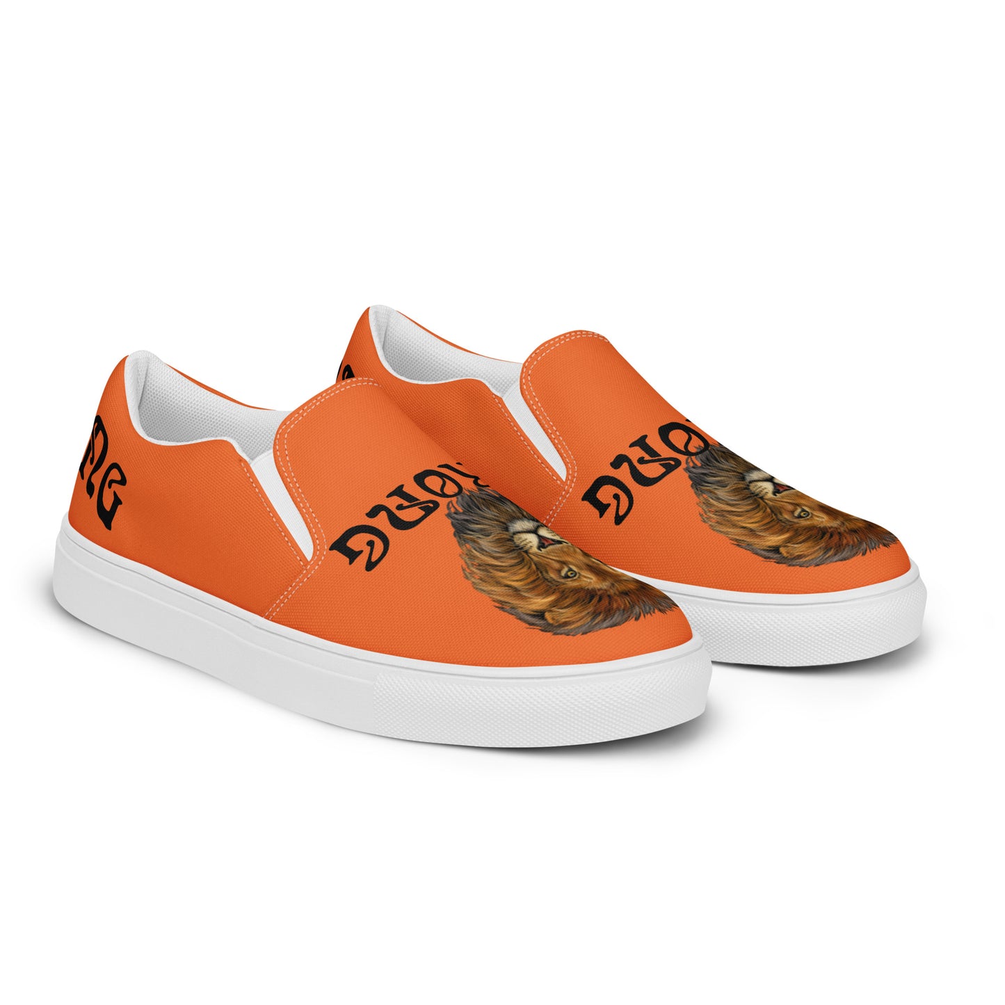 “STRONG”Orange Men’s Slip-On Canvas Shoes W/Black Font