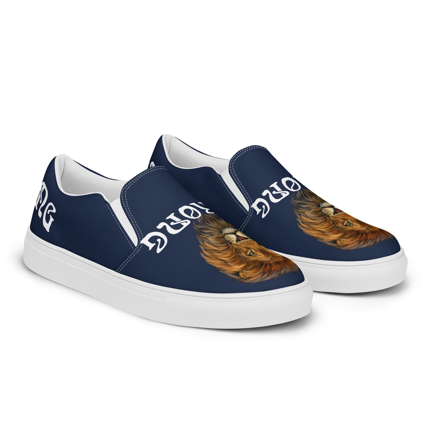 “STRONG”Blue Men’s Slip-On Canvas Shoes W/White Font