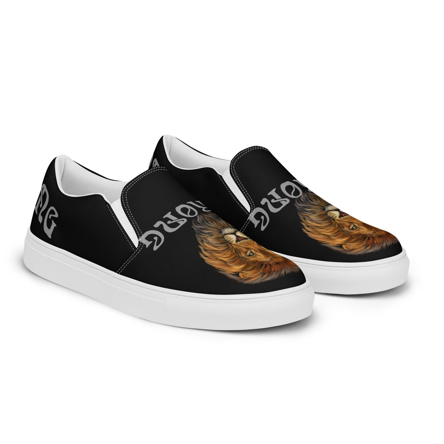 “STRONG”Black Men’s Slip-On Canvas Shoes W/Silver Font