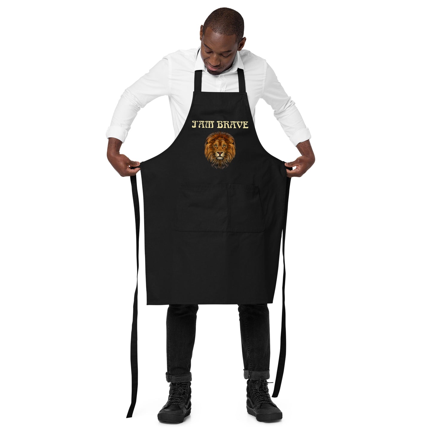 “I’AM BRAVE”Organic Cotton Apron W/Banana Font