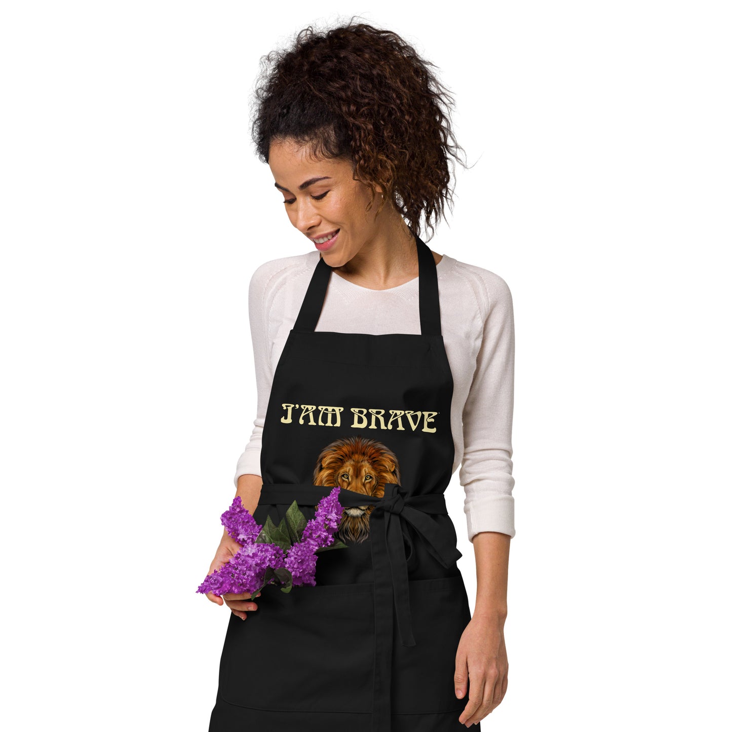 “I’AM BRAVE”Organic Cotton Apron W/Banana Font