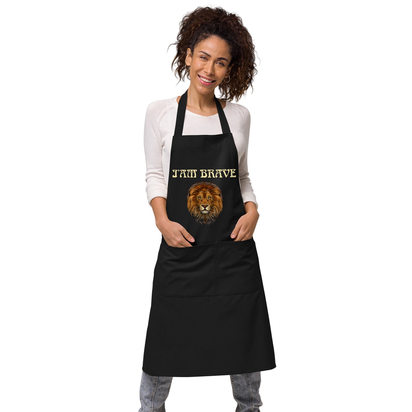 “I’AM BRAVE”Organic Cotton Apron W/Banana Font