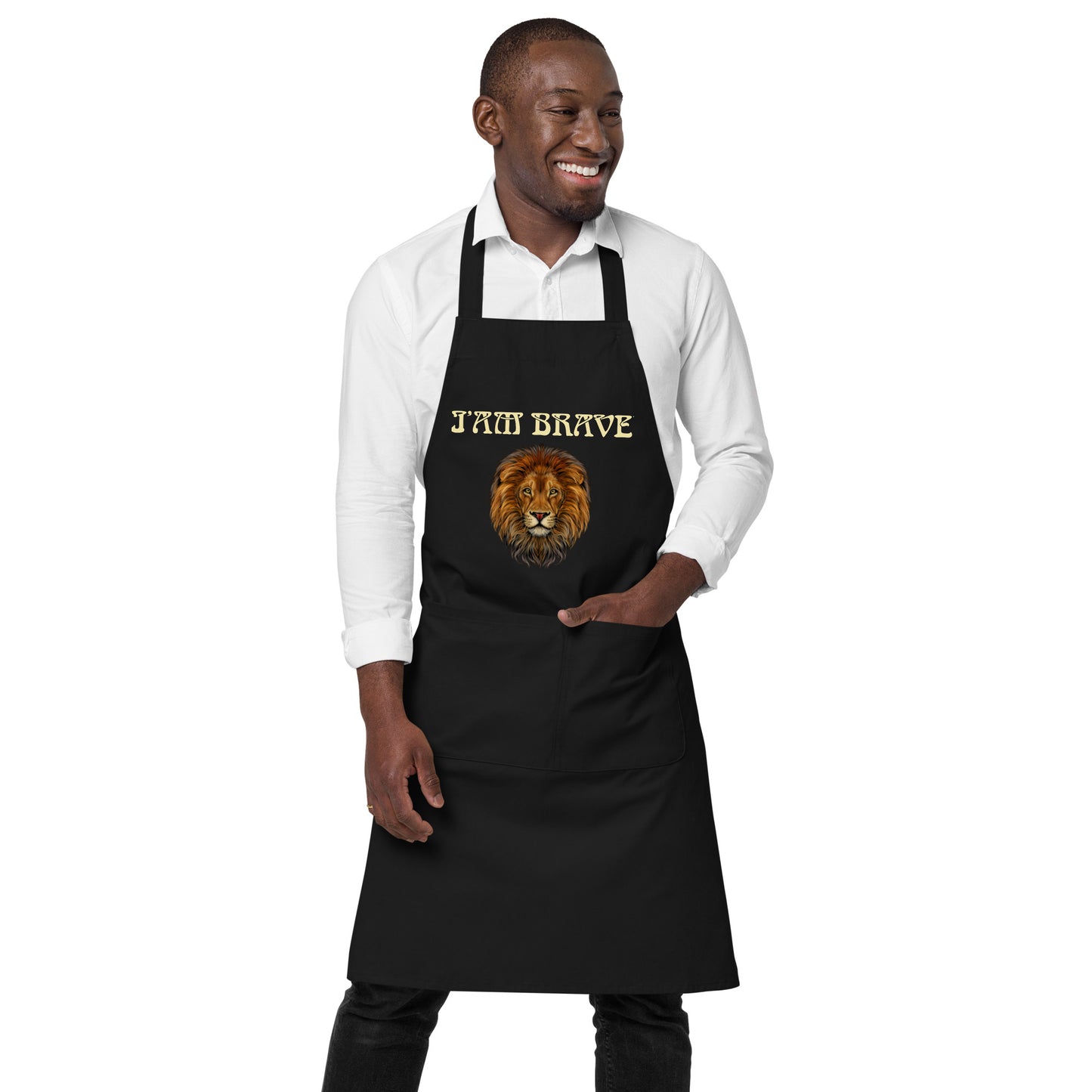 “I’AM BRAVE”Organic Cotton Apron W/Banana Font