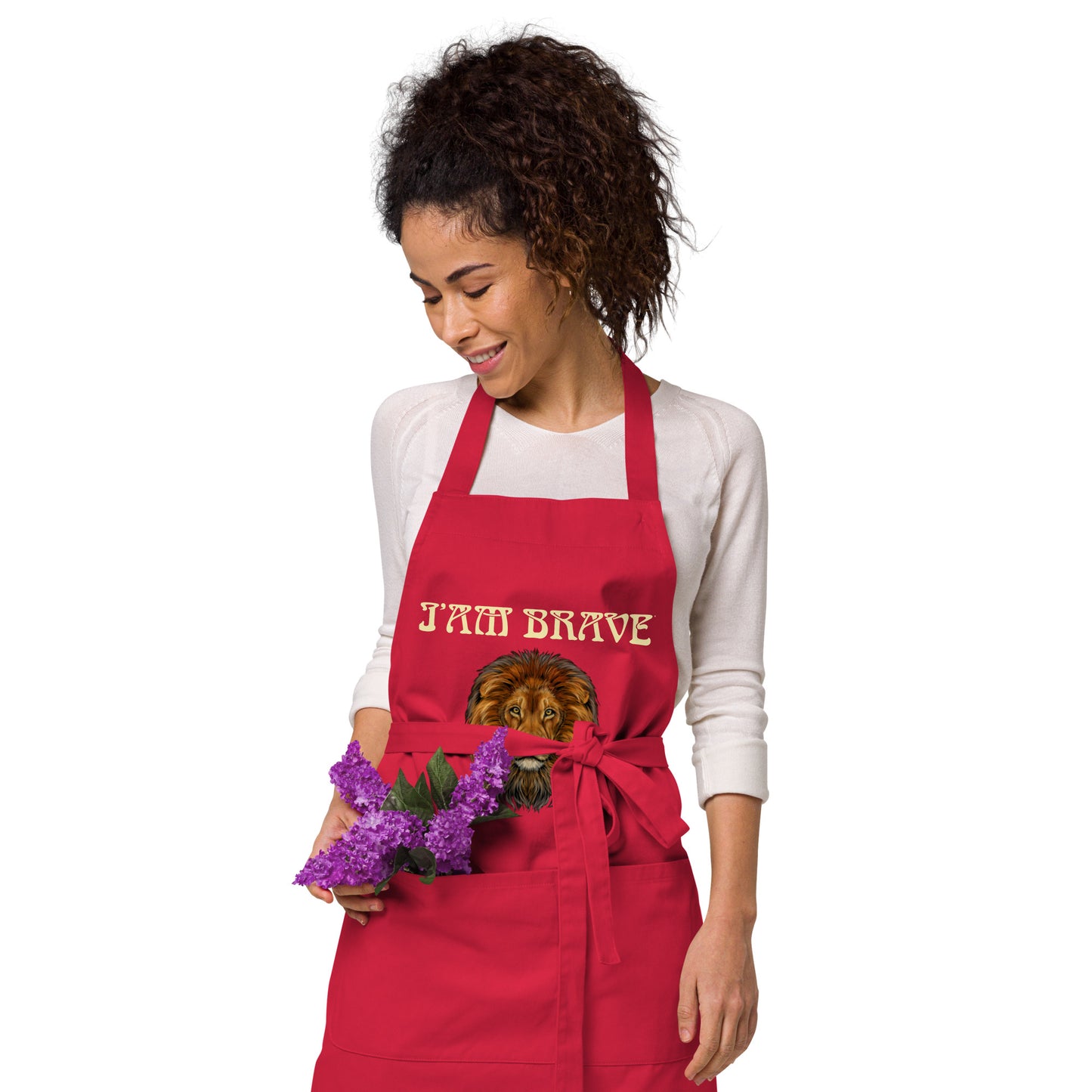 “I’AM BRAVE”Organic Cotton Apron W/Banana Font
