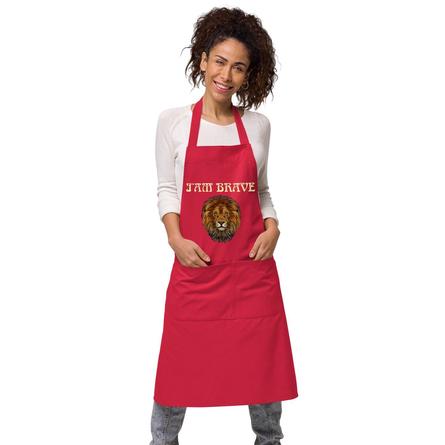 “I’AM BRAVE”Organic Cotton Apron W/Banana Font