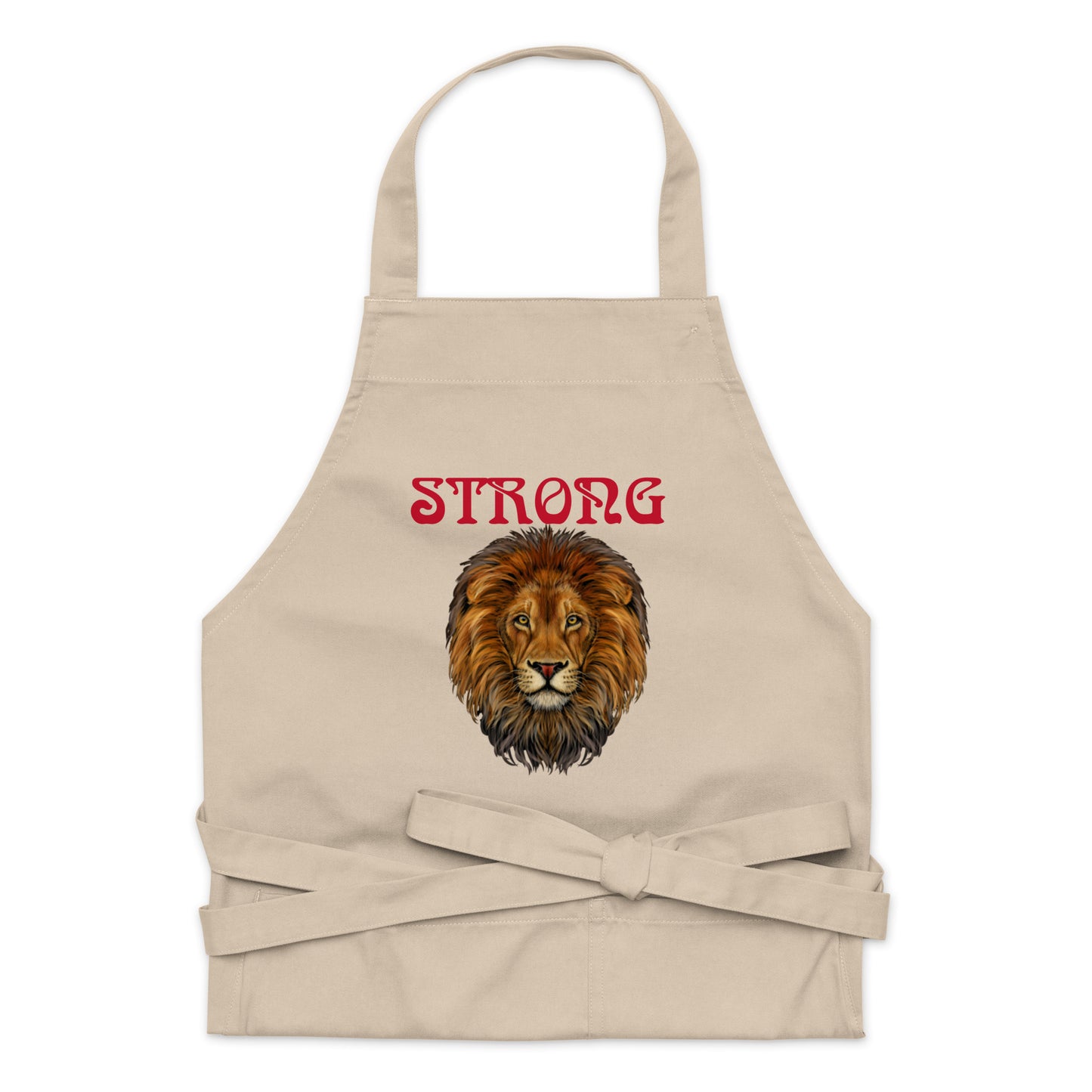 “STRONG”Organic Cotton Apron W/Red Font