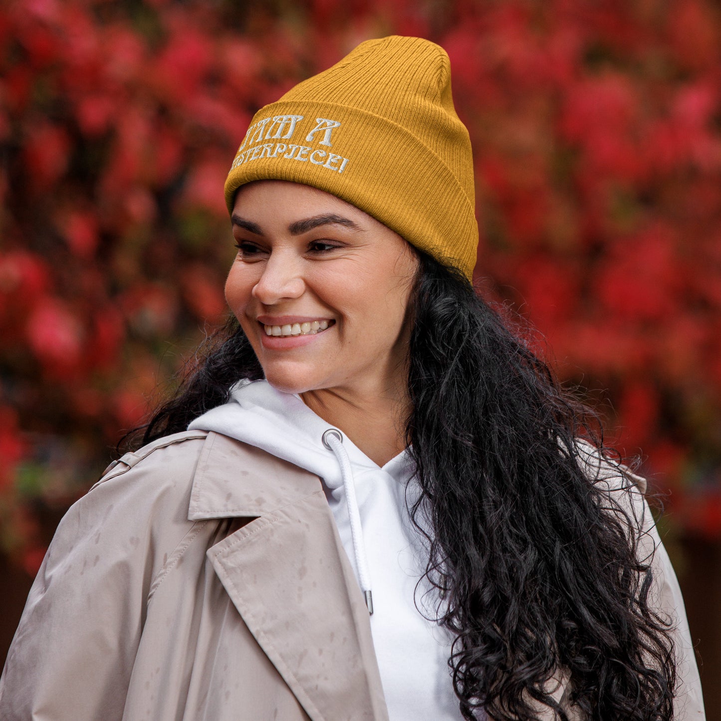“I’AM A MASTERPIECE!” Organic Ribbed Beanie W/White Font