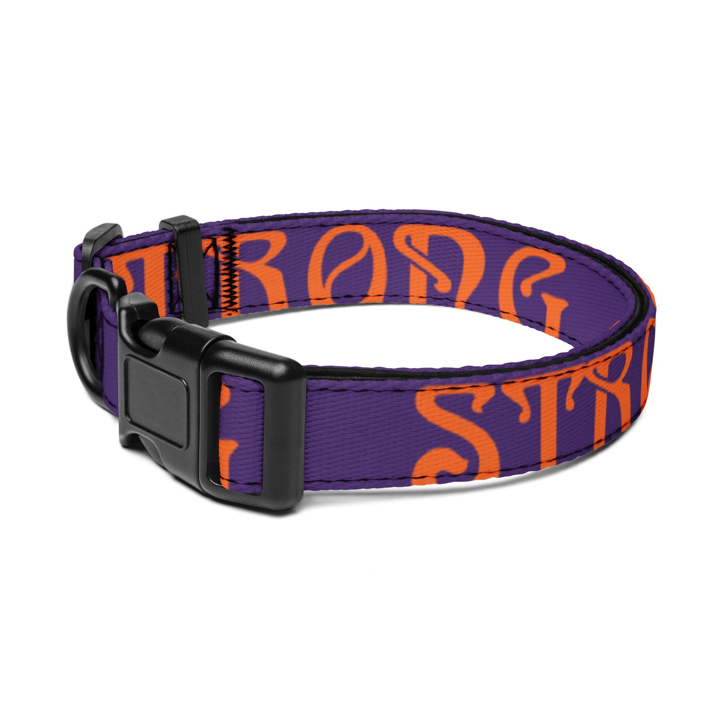 “STRONG”Purple Pet Collar W/Orange Font