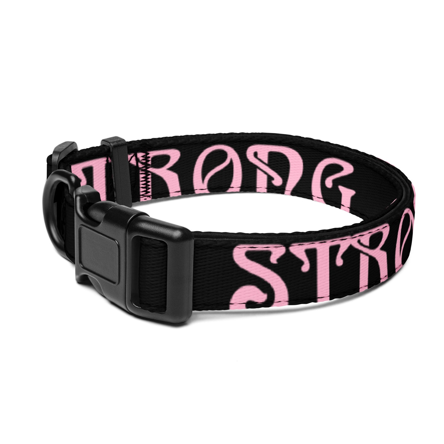 “STRONG” Black Pet Collar W/Cotton Candy Font