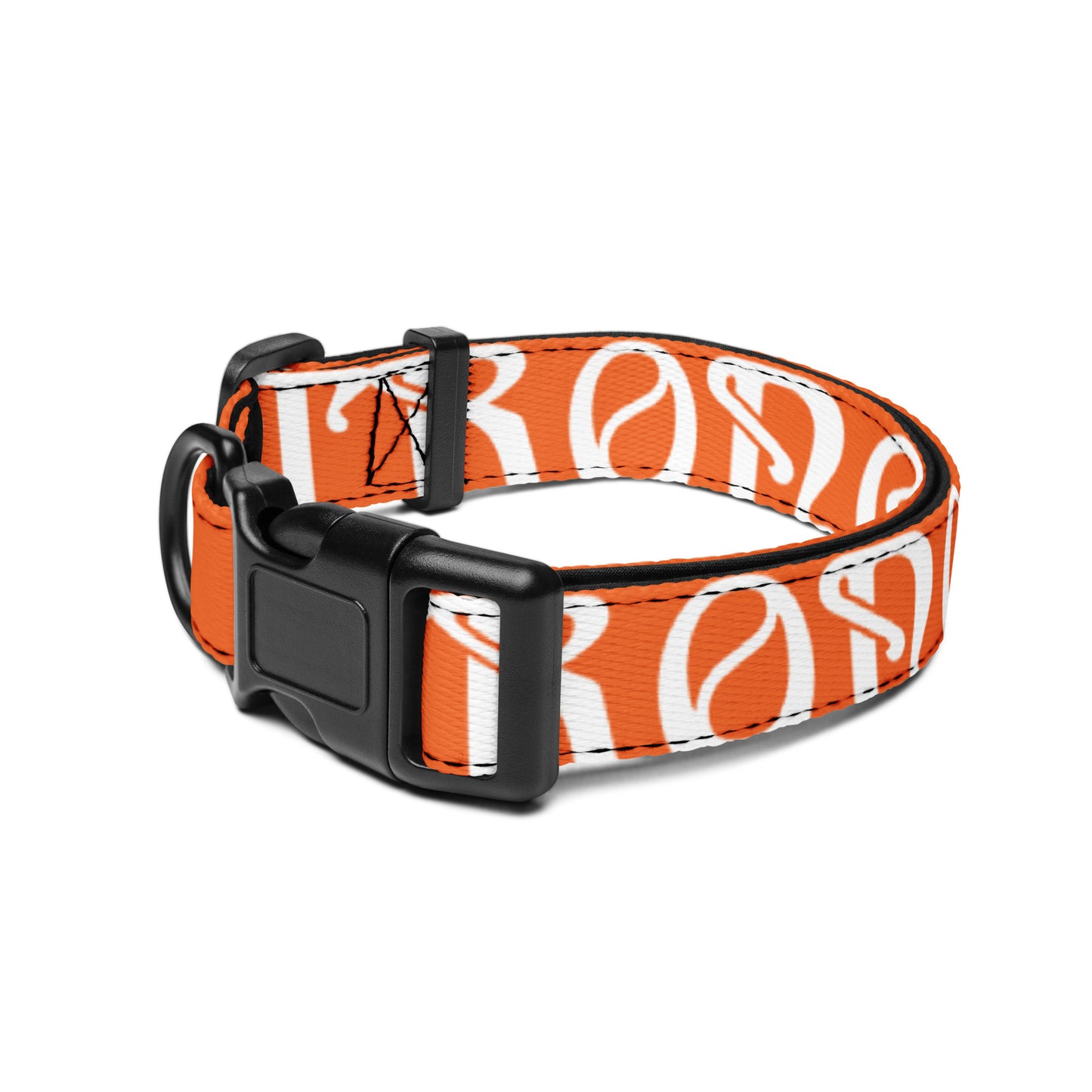 “STRONG” Orange Pet Collar W/White Font
