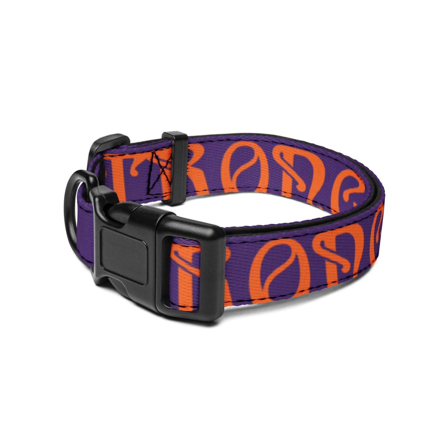 “STRONG”Purple Pet Collar W/Orange Font