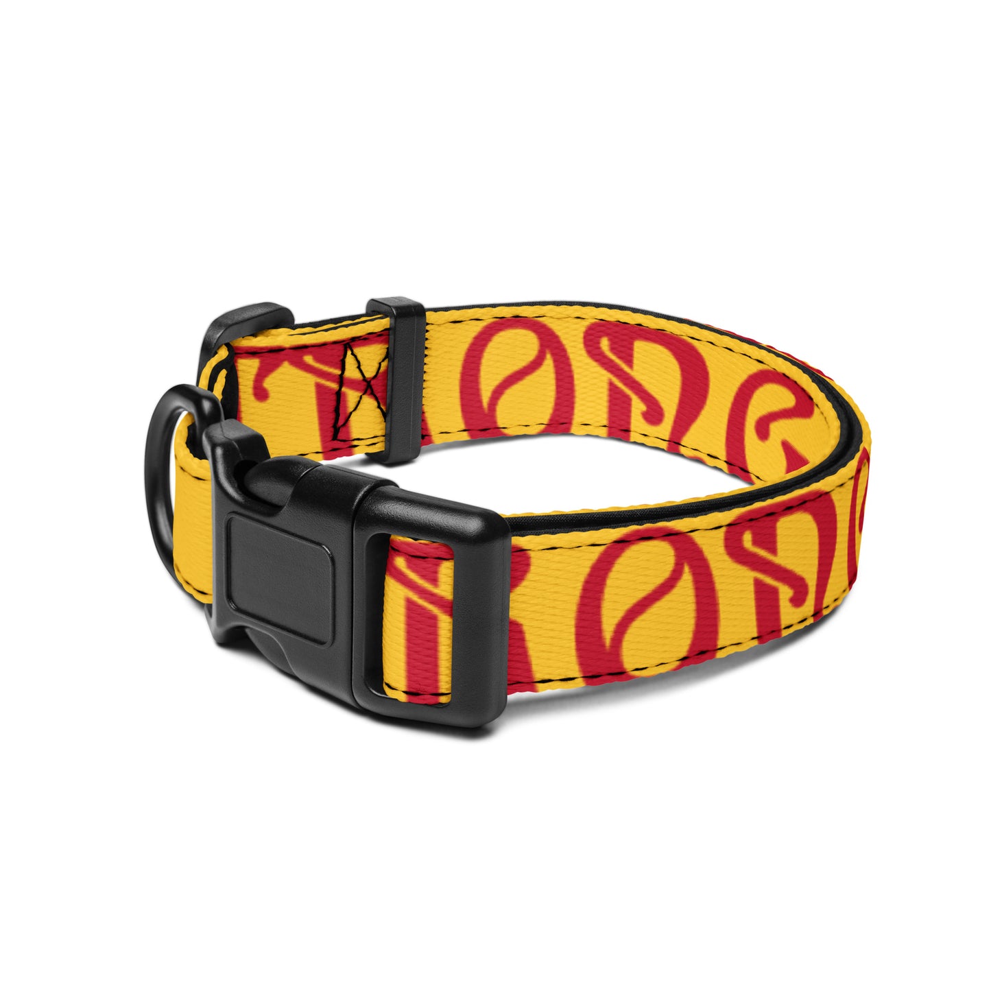 “STRONG” Yellow Pet Collar W/Red Font