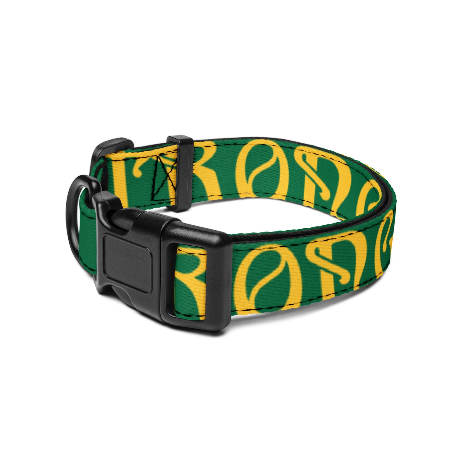 “STRONG” Green Pet Collar W/Yellow Font