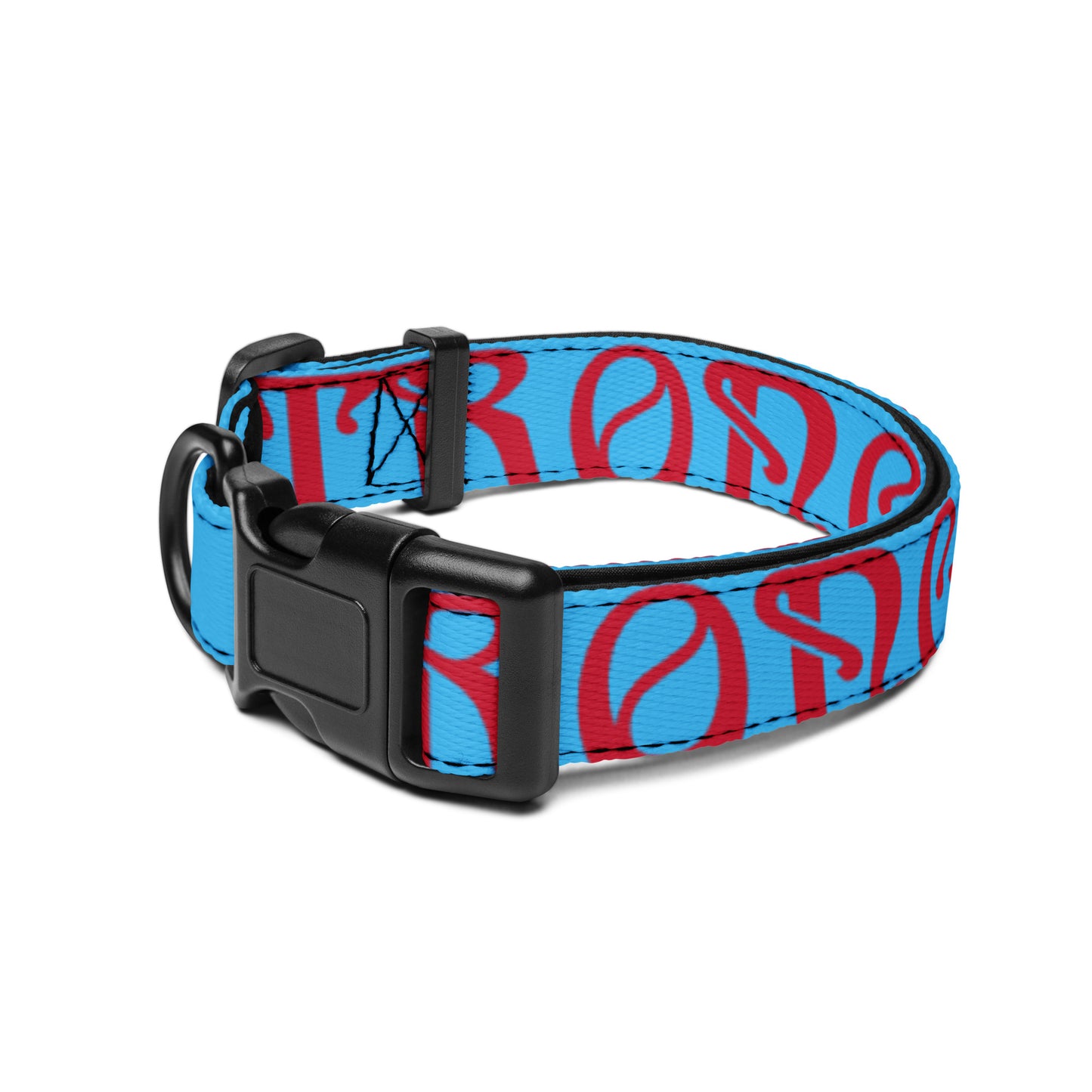 “STRONG” SkyBlue Pet Collar W/Red Font