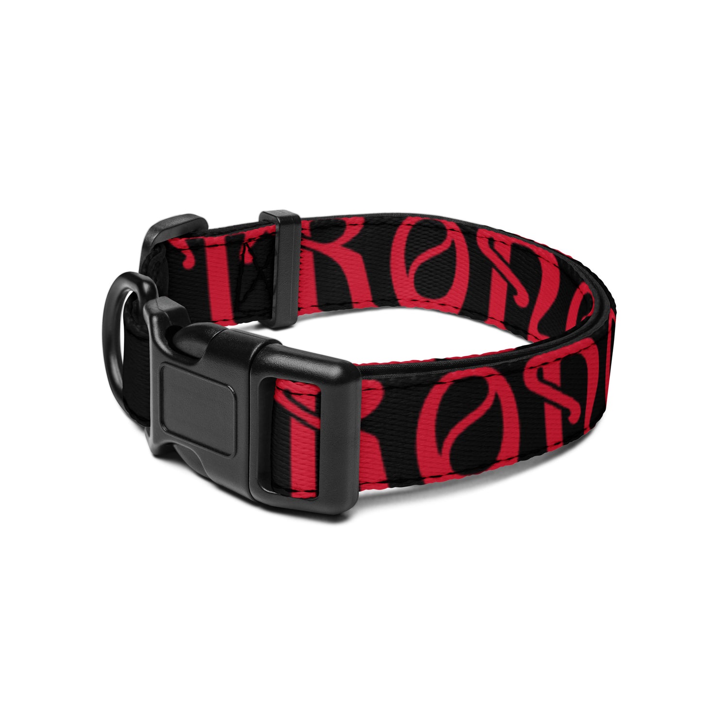 “STRONG” Black Pet Collar W/Red Font