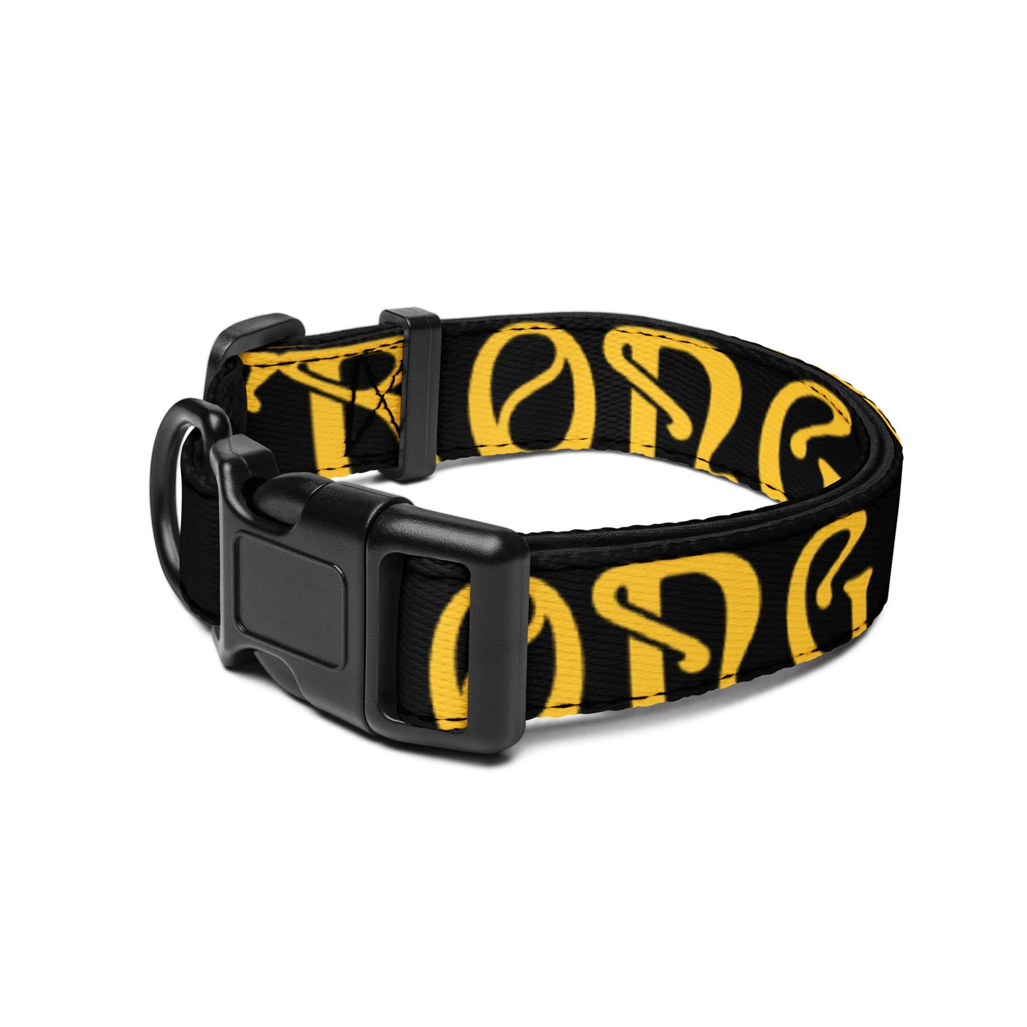 “STRONG”Black Pet Collar W/Yellow Font