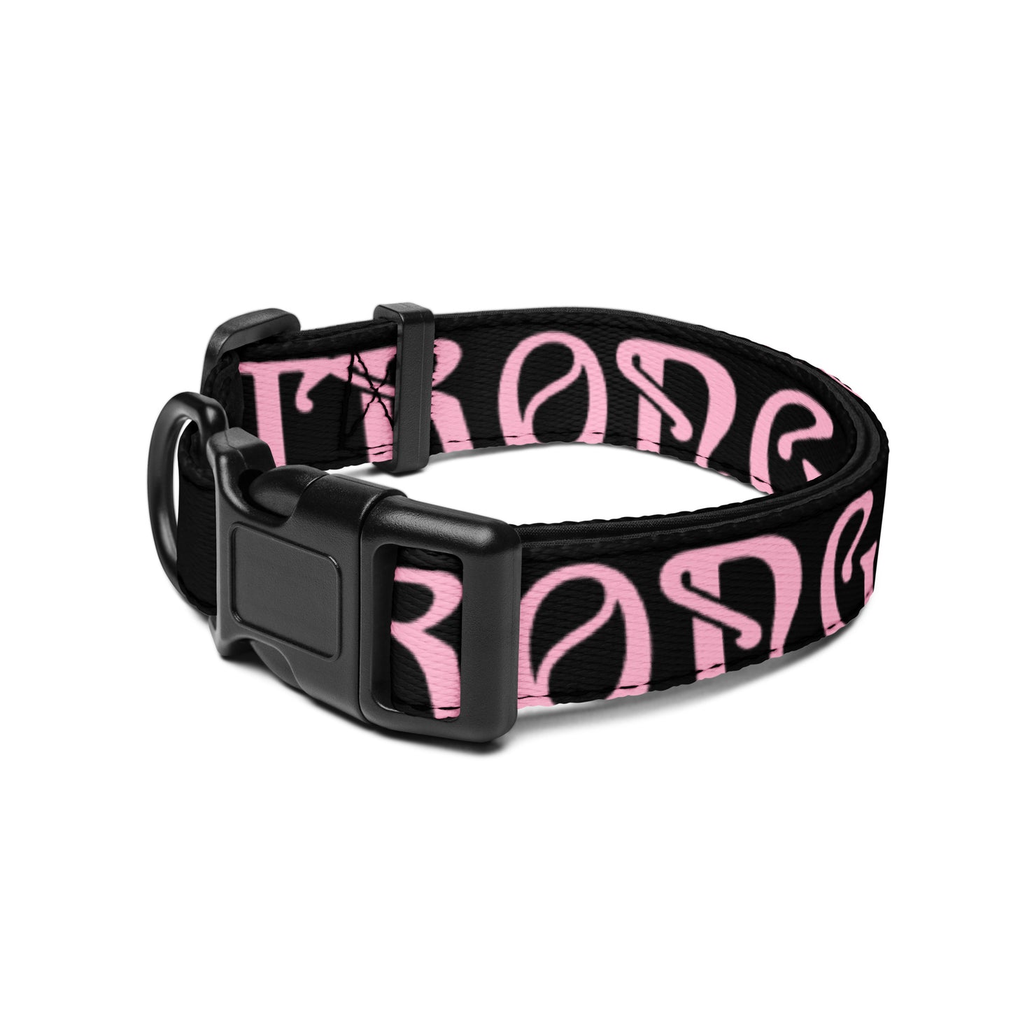 “STRONG” Black Pet Collar W/Cotton Candy Font