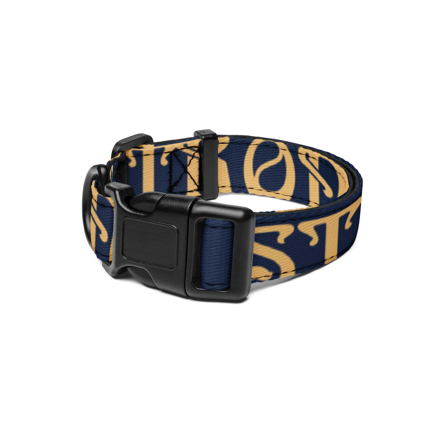 “STRONG” Navy Pet Collar W/Fawn Font
