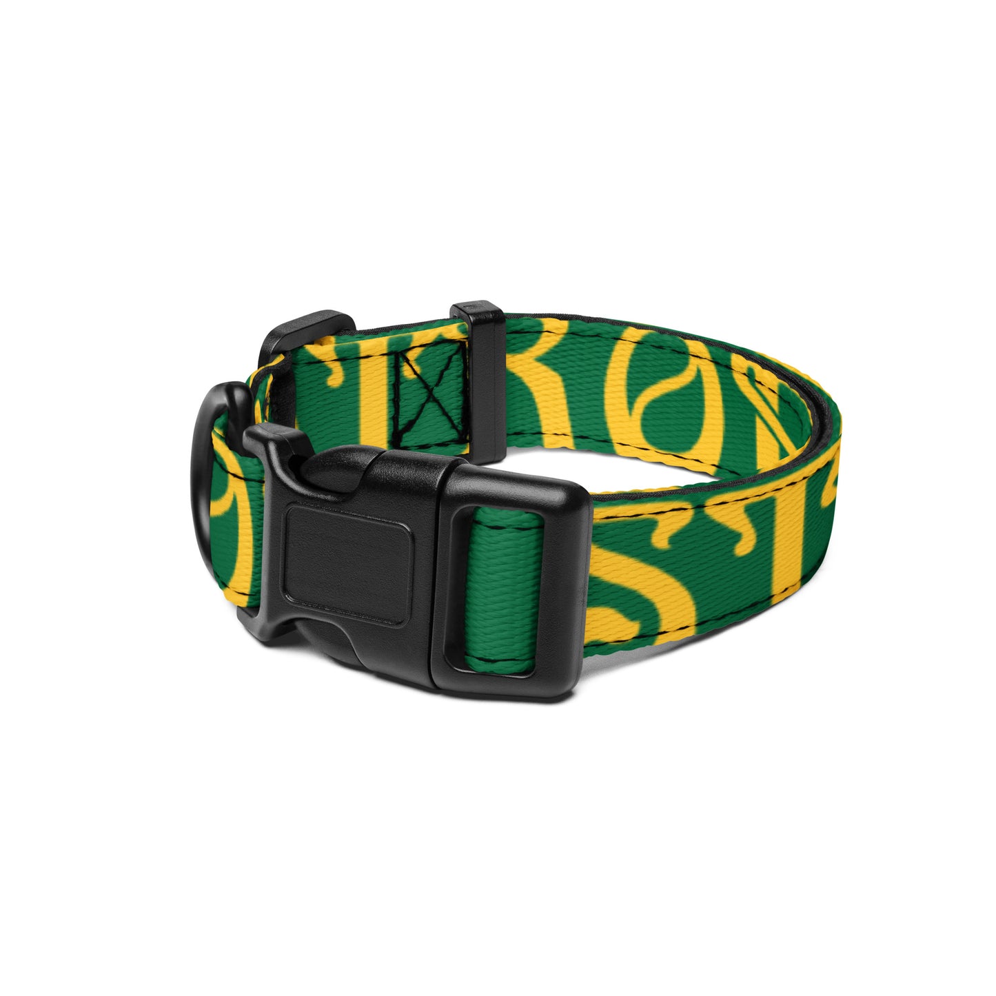 “STRONG” Green Pet Collar W/Yellow Font