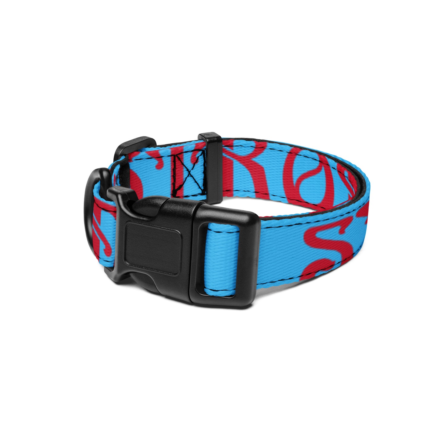 “STRONG” SkyBlue Pet Collar W/Red Font