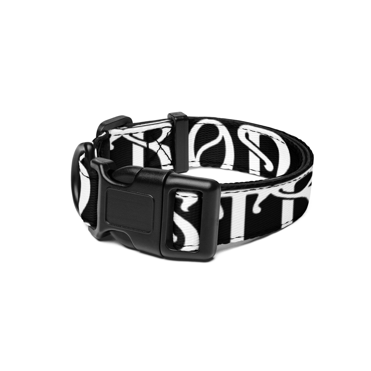 “STRONG” Black Pet Collar W/White Font