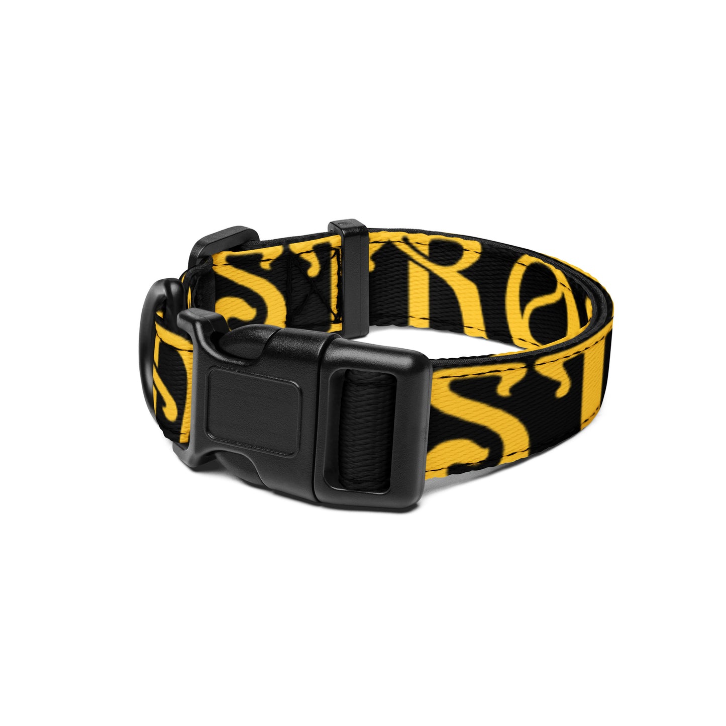 “STRONG”Black Pet Collar W/Yellow Font