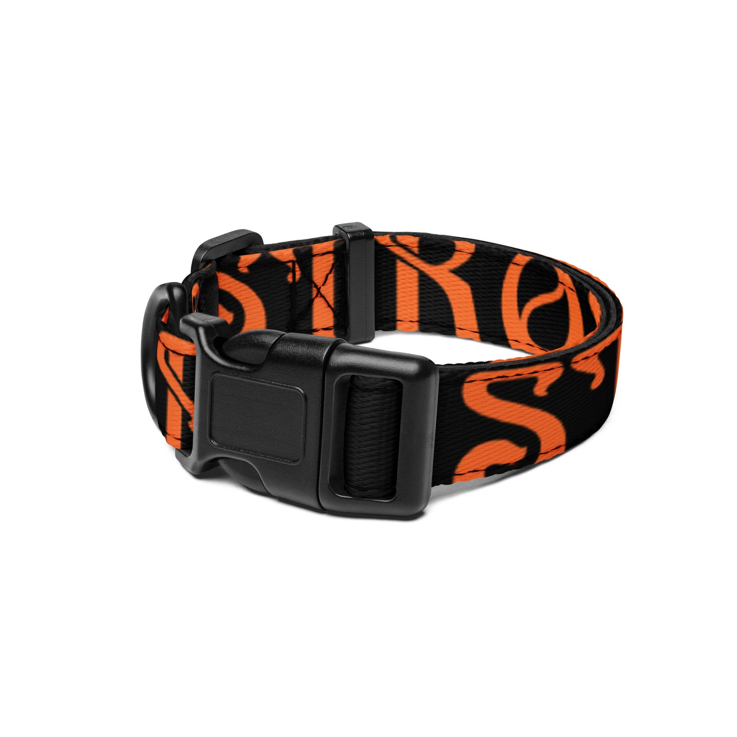 “STRONG” Black Pet Collar W/Orange Font