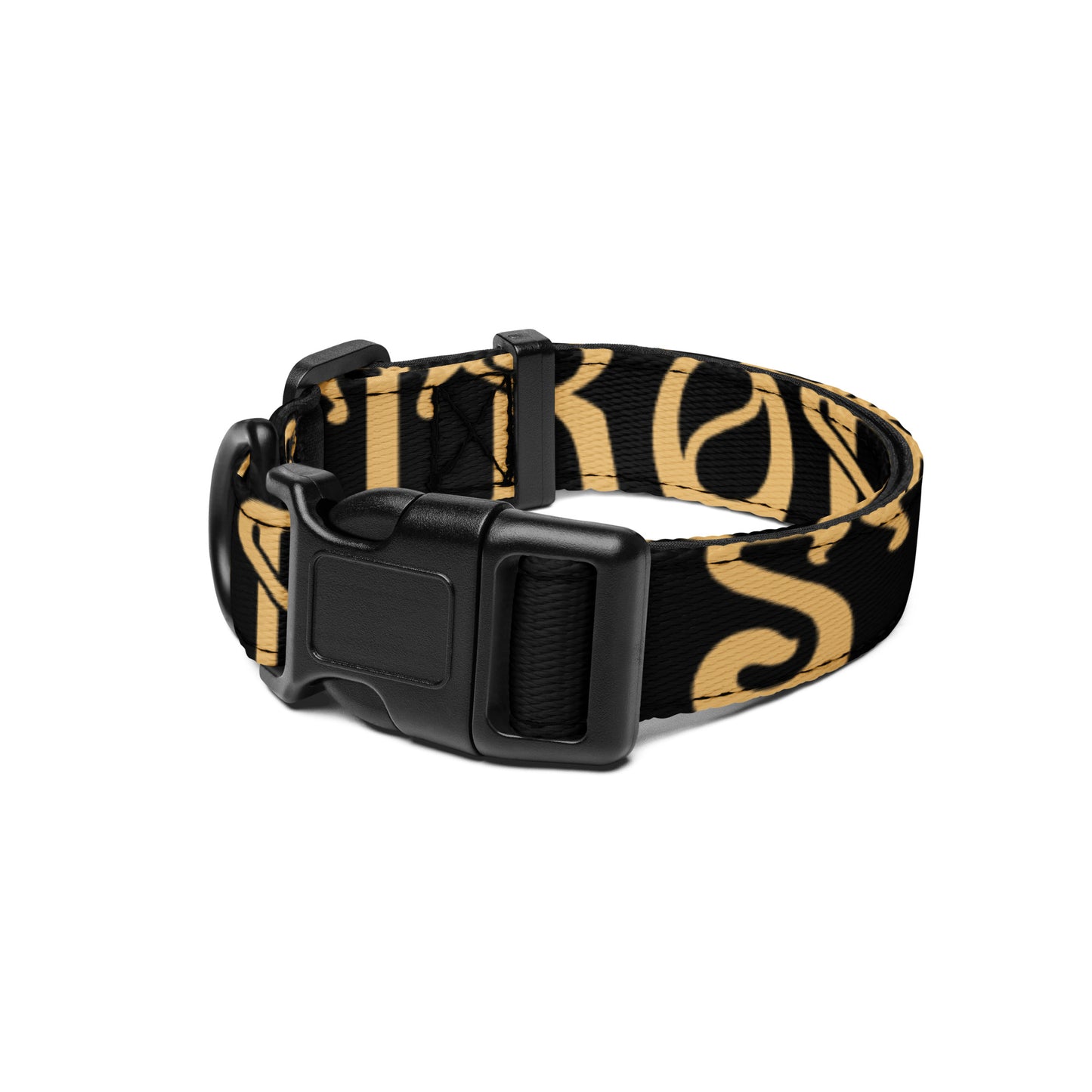“STRONG”Black Pet Collar W/Fawn Font