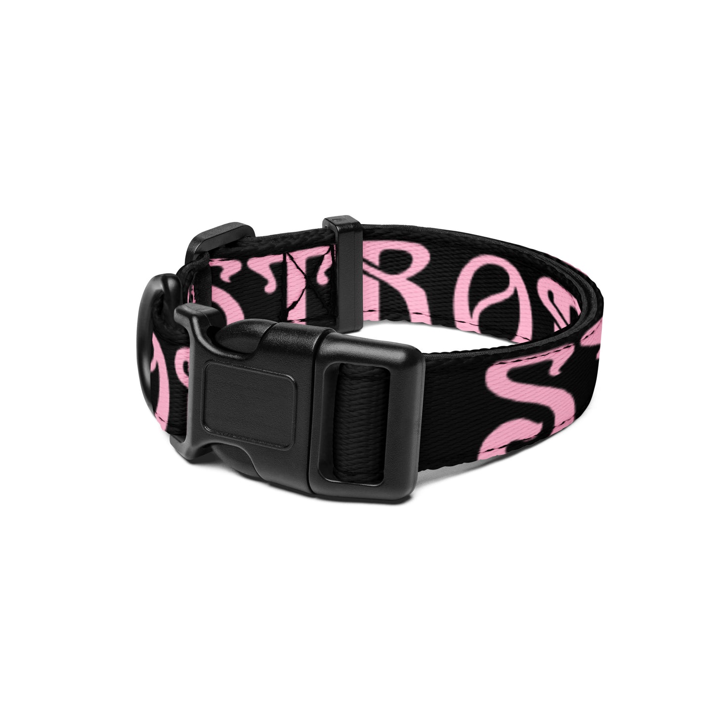 “STRONG” Black Pet Collar W/Cotton Candy Font