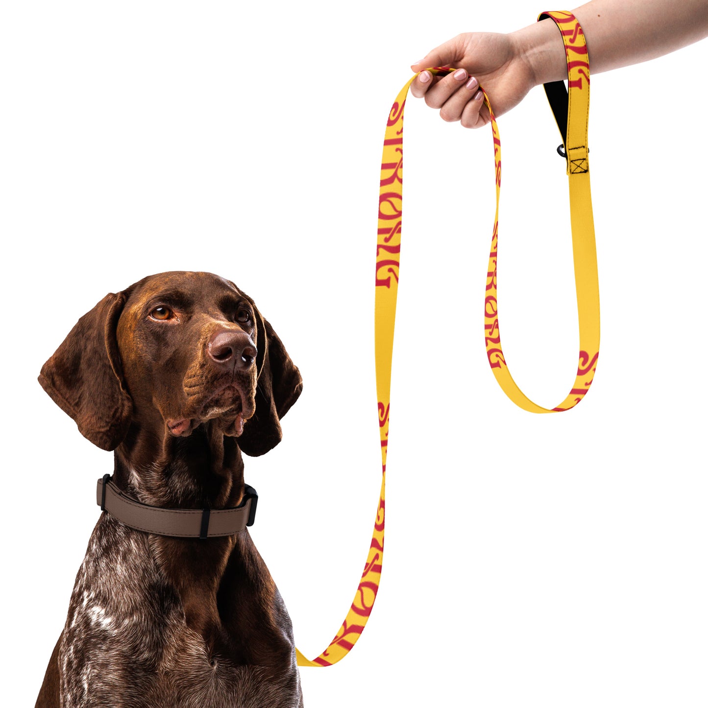 “STRONG”Yellow Pet Leash W/Red Font