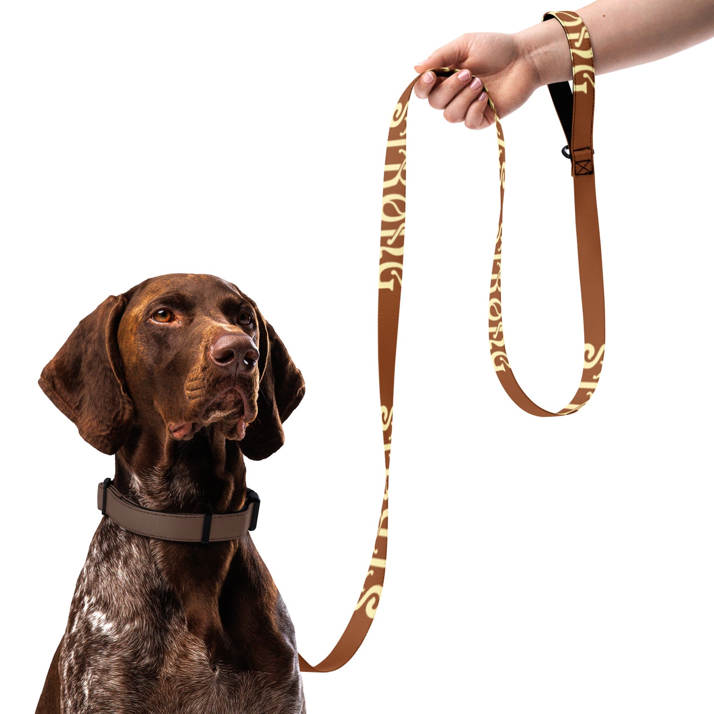 “STRONG” Brown Pet Leash W/Banana Font