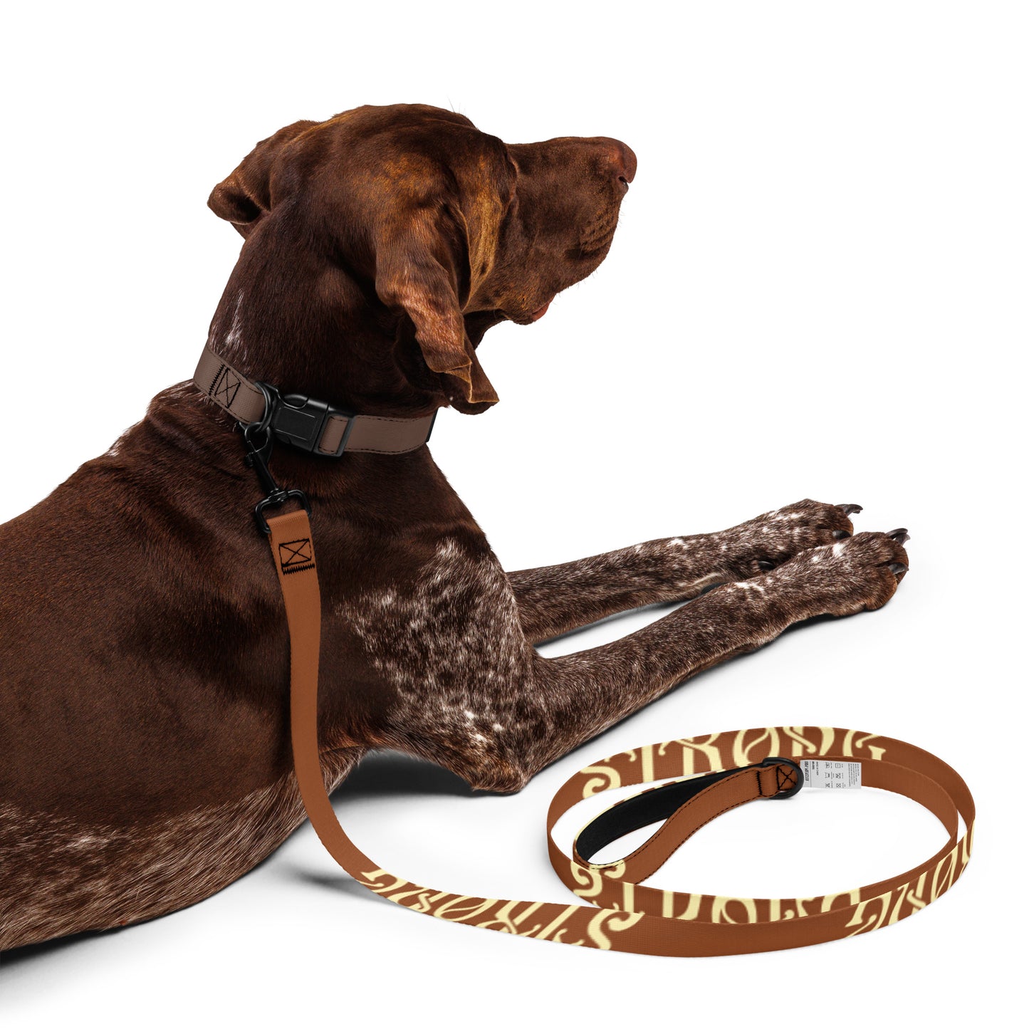 “STRONG” Brown Pet Leash W/Banana Font
