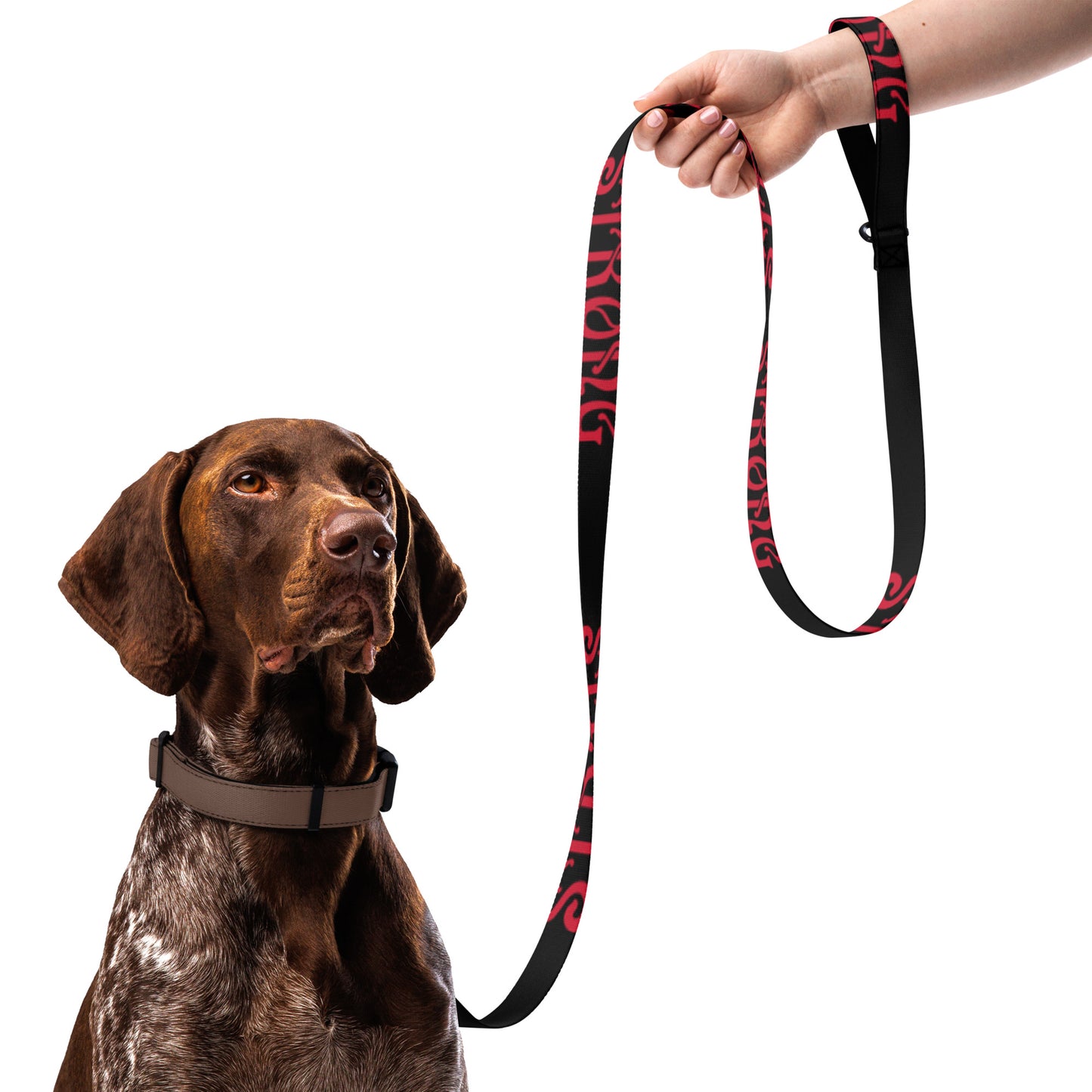 “STRONG” Black Pet Leash W/Red Font