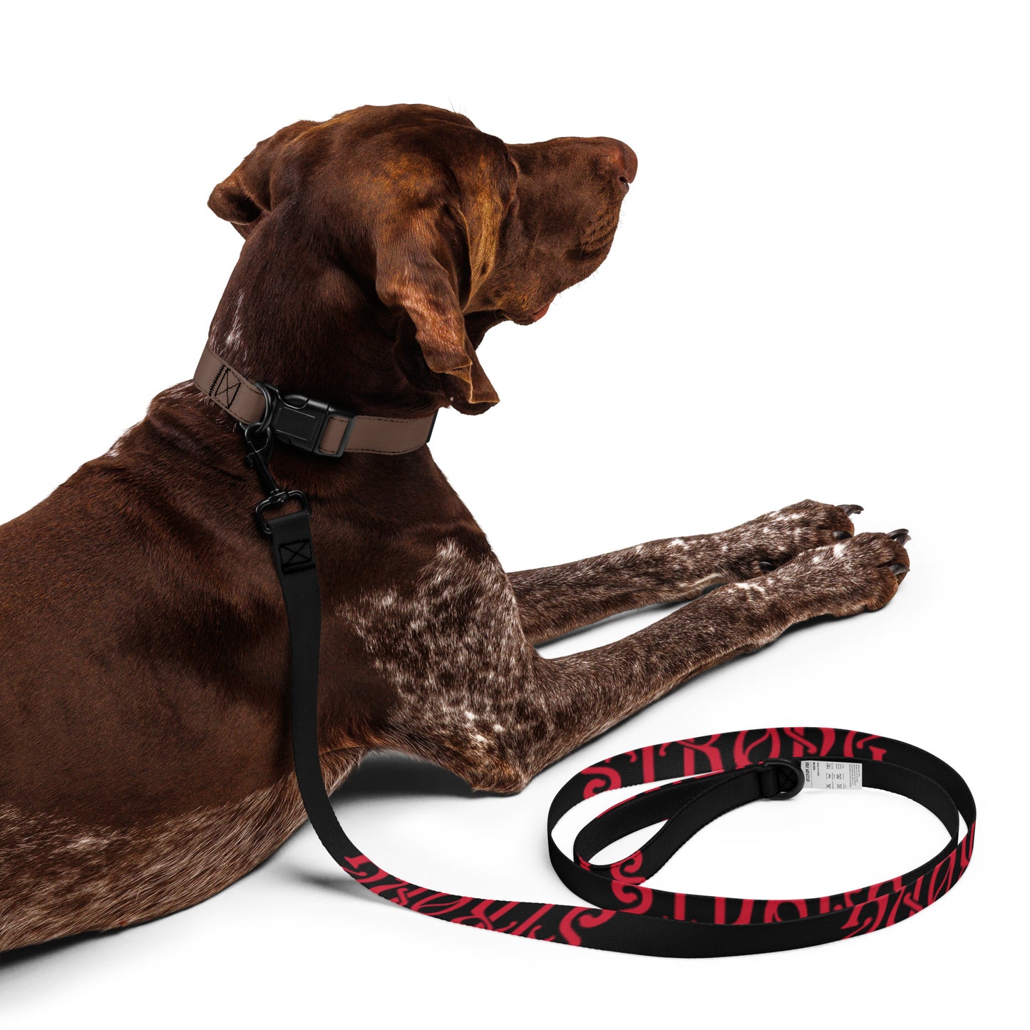 “STRONG” Black Pet Leash W/Red Font
